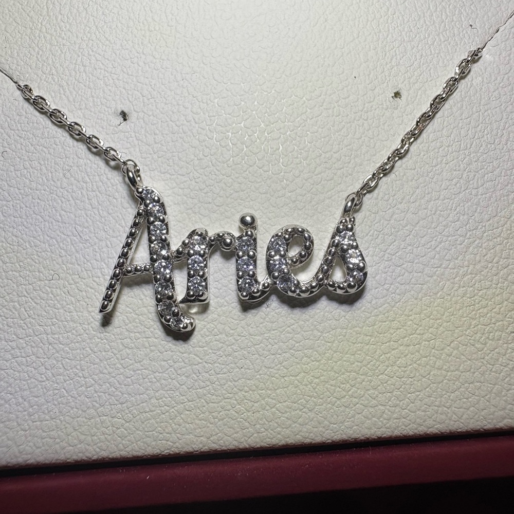 Helzberg Diamonds 'Aries' White Sapphire Silver Necklace NEW w/ Box